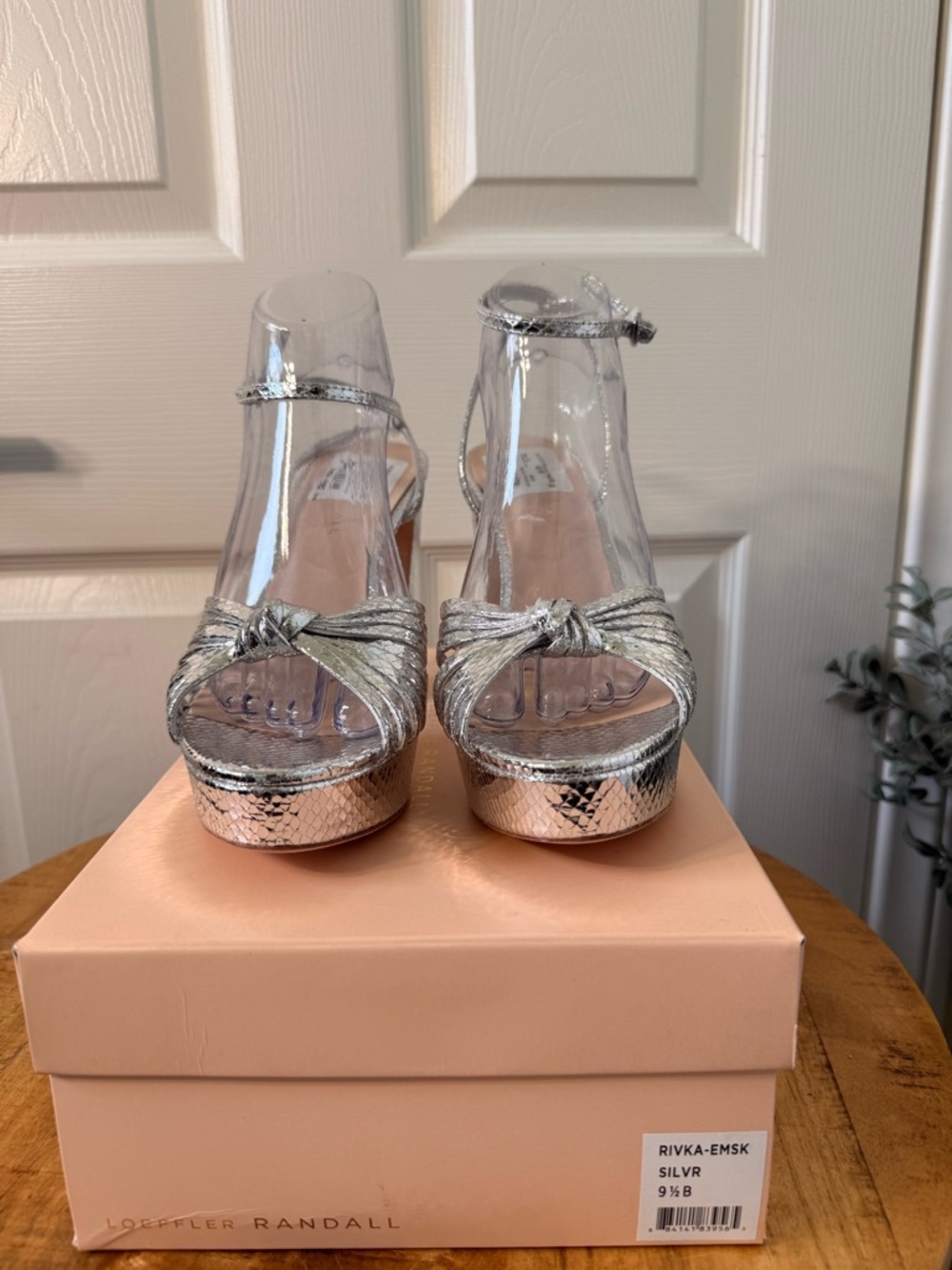 Loeffler Randall Silver Knotted Platform Sandals - Picture 2 of 6